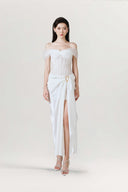 Venus Ivory Off-Shoulder Slit Evening Gown for women, from JOSEPHINE, The Viet Concept 