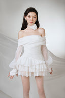 Hestia Off-Shoulder Pleated Mini Dress for women, from JOSEPHINE, The Viet Concept 