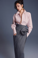 KEIRA TONG • Twisted Floral Draped Kate Silk Pencil Maxi Skirt
