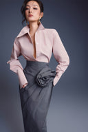 KEIRA TONG • Twisted Floral Draped Kate Silk Pencil Maxi Skirt