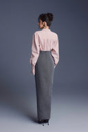 KEIRA TONG • Twisted Floral Draped Kate Silk Pencil Maxi Skirt