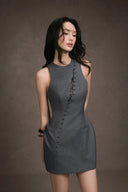 KEIRA TONG • Lace-Trimmed Korean Viscose A-Line Mini Dress