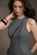 KEIRA TONG • Lace-Trimmed Korean Viscose A-Line Mini Dress