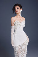 KEIRA TONG • Bouquet Baroque Lace Corset Strapless Maxi Dress