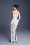 KEIRA TONG • Bouquet Baroque Lace Corset Strapless Maxi Dress