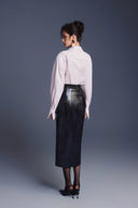 KEIRA TONG • Tailored Double-Breasted Textured Poplin Shirt Top