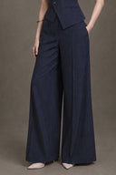 KEIRA TONG • Élan Striped Cotton Wide-leg Pants