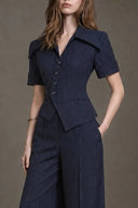 KEIRA TONG • Asymmetric Striped Wrap Shirt with Oversized Lapel