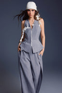 KEIRA TONG • Bouquet Sculpted Floral Boned Twill Waistcoat Vest