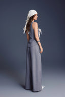 KEIRA TONG • Folded Layer Sculptural Low-Rise Straight-Leg Pants
