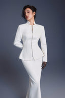 KEIRA TONG • Zipper Corset Boned High-Waisted Khaki Pencil Skirt