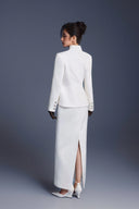 KEIRA TONG • Zipper Peplum High-Neck Structured Twill Viscose Top