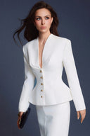 KEIRA TONG • Folded Buttons Pleated Peplum Twill Viscose Blouse
