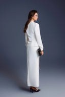KEIRA TONG • Folded Buttons Pleated Peplum Twill Viscose Blouse