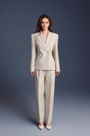 KEIRA TONG • Lined Relaxed Baggy Woven Khaki Wide-Leg Pants