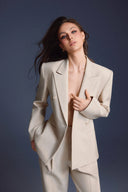KEIRA TONG • Lined Relaxed Baggy Woven Khaki Wide-Leg Pants