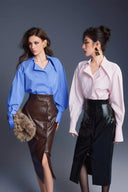 KEIRA TONG • Tailored Double-Breasted Textured Poplin Shirt Top