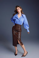 KEIRA TONG • Tailored Double-Breasted Textured Poplin Shirt Top