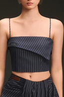 Kate Silk Panel Stripe Zip-Detail Top for women, from Keira Tong, The Viet Concept