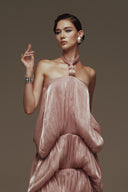 Champagne Cascade Halter Gown Dress for women, from LA VIERGE, The Viet Concept