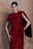 Imperial Poise Red Sequin Party Dress for women, from LINH DOAN, The Viet Concept 