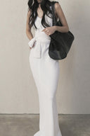 Ivory Draped French Terry Maxi Dress for women, from DAS LA VIE, The Viet Concept