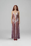 Antheia Lilac Lace Floral Couture Dress for women, from LA VIERGE, The Viet Concept 