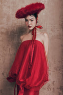Luminous Soirée Velvet Red Dress for women, from LINH DOAN, The Viet Concept 