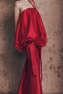 Luminous Soirée Velvet Red Dress for women, from LINH DOAN, The Viet Concept 