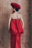 Luminous Soirée Velvet Red Dress for women, from LINH DOAN, The Viet Concept 