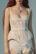 Maia Cream Lace Sculpted Couture Corset for women, from LA VIERGE, The Viet Concept 