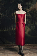 Celestine Bow-Embellished Off-Shoulder Taffeta Midi Dress for women, from HOBB, The Viet Concept 