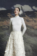 Imperial Bow-Embellished Tweed Jacquard Midi Skirt for women, from HOBB, The Viet Concept 