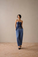 LECIA • Éclat Bleu Embroidered Sheer Corset Top