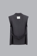 Back of Grey Win Sleeless Blazer for women, from CAOSTU, The Viet Concept