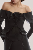 Black Flared Off Shoulder Top from THUNN at The Viet Concept  4