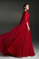 Taffeta Pleated Chiffon Floral Sequin Cape Panel Maxi A-line Gownfor women, from IHF STUDIO, The Viet Concept 