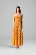 Orange Jardin Crystal Bow Midi Dress for women, from IHF STUDIO, The Viet Concept 