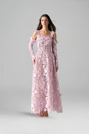 Lavande Éclat Floral Lace Off-Shoulder A-Line Maxi Dress for women, from IHF STUDIO, The Viet Concept 