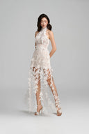 Ivory Floral Vine Lace Halter Mini Dress for women, from IHF STUDIO, The Viet Concept 