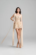 Crystal Floral Lace Mini Dress With Silk Bow Straps for women, from IHF STUDIO, The Viet Concept 