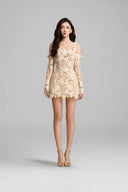 Ivory Crystal Floral Lace Off-Shoulder Mini Dress for women, from IHF ATELIER, The Viet Concept 