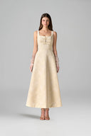 Aurielle Crystal Bow Brocade A-Line Midi Dress for women, from IHF STUDIO, The Viet Concept 