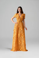 Orange Jardin Embellished Lace Midi Dress for women, from IHF STUDIO, The Viet Concept 