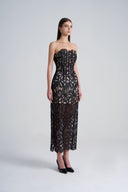 Side of Black Lace Mesh Floral Off Shoulder Midi Dress, from LASSY, The Viet Concept