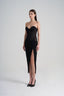 Side of Black Mesh Corset Off Shoulder Midi Split Dress from LASSY, The Viet Concept