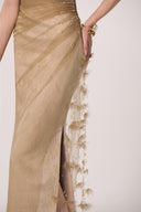 HAYTAN • Regalia Courage Taupe Embellished One-Shoulder Evening Gown