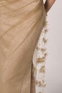 HAYTAN • Regalia Courage Taupe Embellished One-Shoulder Evening Gown
