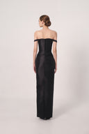 HAYTAN • Noir Liberté Black Crystal Off-Shoulder Gown