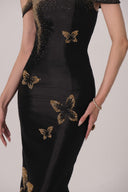 HAYTAN • Noir Liberté Black Crystal Off-Shoulder Gown